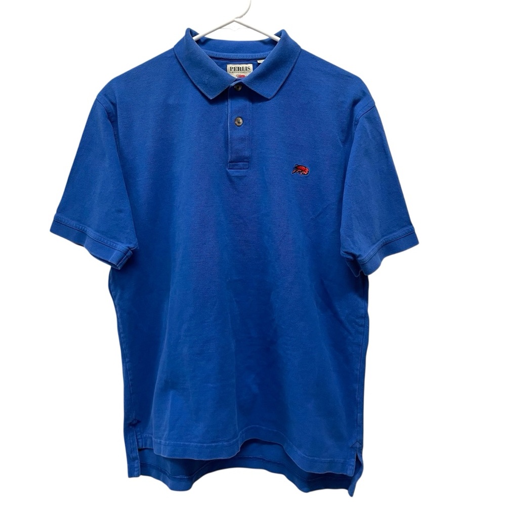 Perlis Crawfish Signature Stretch Pique Blue Polo Shirt // M